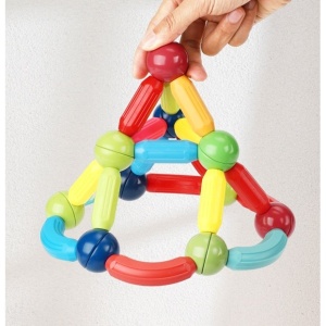 Set 25 de Piese Magnetice de Constructie, Puzzle, Forme, 3 Ani, ABS, Magnet, 16x6x14 cm, Multicolor - Img 3