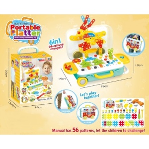 Set 258 piese, 6 in 1, Valiza cu bormasina, Multicolor - Img 3