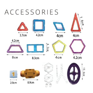 Set 40 Piese Magnetice de Constructie, 3 Ani, Multicolor - Img 2