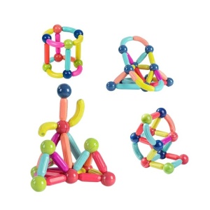 Set 42 de Piese Magnetice de Constructie, Puzzle, Forme, 3 Ani, ABS, Magnet, 20x6.5x18 cm, Multicolor - Img 3