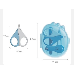 Set 4in1 de Ingrijire Unghii pentru Bebelusi, Cutie de Depozitare Dinozaur Transparent, 0-6 Ani, 11.5 x 9 x 3 cm, Albastru - Img 3