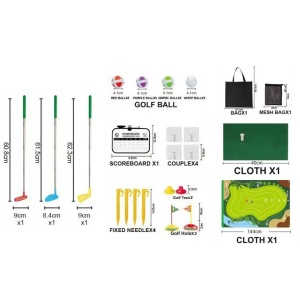 Set de Golf, Interactiune Parinte-Copil, Covor de Golf, 140 x 98 cm, 4 Mingii cu Scai, 3 Crose Reglabile, Model C, +3 Ani, Multicolor - Img 3