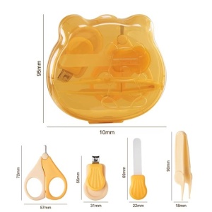Set Ingrijire Unghii pentru Bebelusi, Cutie de Depozitare in Forma de Ursulet, 10 x 9.5 cm, Galben - Img 4