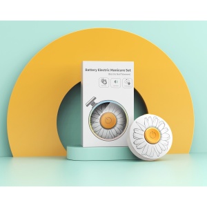 Set Pila Electrica pentru Copii si Bebelusi, ABS, Incarcare USB, Model cu Flori, 6 Accesorii, cu Lumina LED, Alb - Img 5