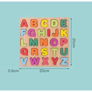 Tabla Montessori, din Lemn, Educatie Timpurie Alfabet, 26 Litere Lemn, +18 Luni, 20 x 20 cm, Vopsea pe Baza de Apa, Multicolor - Img 2