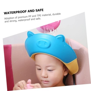 Viziera de Protectie Baie Pentru Copii, Model Purcelus, Dimensiune ajustabila, Durabil, Usor de curatat, Impotriva Samponului, pentru Ochi si Urechi, TPE+PP, 23x23 cm, Albastru - Img 5