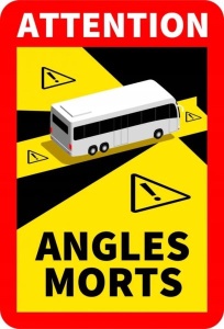 Autocolant avertizare ANGLES MORTS 1 buc, autobuze 17cm x 25cm