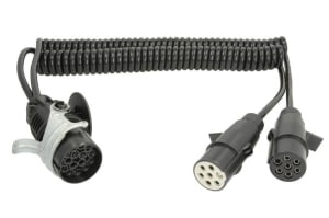 Cablu electric spiralat (lungime de lucru 3,5m, 1x1,5+6x1, adaptor de soclu cu convertoare "N" si "S" 15/7/7 24 V, 12 pini activi; dopuri din plastic Littelfuse)