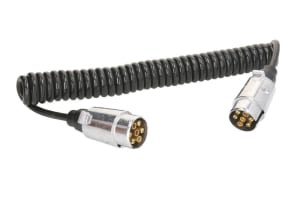 Cablu electric spiralat (poliuretan, lungime de lucru 3,5m, lungime maxima 4m, 1x1+6x0,75, cu mufe, 7 numar pini, 12V; dopuri din aliaj)