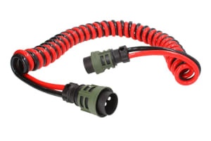 Cablu electric spiralat (poliuretan, lungime de lucru 4m, 2x35, dopuri, 2 numar pini, conectori fara certificat VG; pentru tensiune inalta)