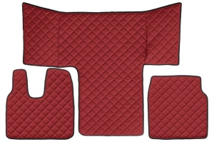 Covor podea camion potrivit MAN, cabina L, XL ECO-LEATHER, set 3 buc. (material - eco-piele, culoare - rosu) potrivit MAN TGL I, TGM dupa 2016