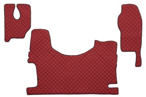 Covor podea camion potrivit MERCEDES, Scaun fix pentru pasager tunel inalt, ECO-LEATHER, set 3 buc. (material - eco-piele, culoare - rosu)
