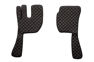Covor podea camion potrivit VOLVO, ECO-LEATHER, set 3 buc. (material - eco-piele, culoare - negru/rosu, fara compartiment in carcasa cutiei de viteze) - Img 2