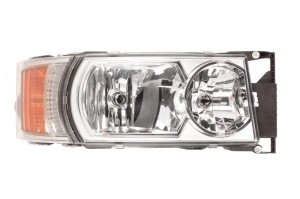 Far dreapta 4*LED/8*LED/H1/H21W/H7, electric, crom, cu Semnalizator, fundal: crom, culoare Semnalizator: portocaliu SCANIA P,G,R,T dupa 2012
