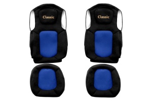 Huse scaun camion Classic (albastru, material velur, serie ELEGANCE, centura pasager asamblata in scaun) potrivit FORD F-MAX
