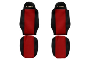 Huse scaun camion Classic (rosu, material velur, serie CLASSIC, centura pasager asamblata in afara scaunului; centura de siguranta a soferului asamblata in scaun) MAN