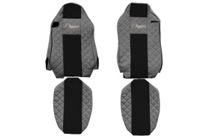 Huse scaun camion Elegance (gri, material eco-piele / velur, serie ELEGANCE, scaune diferite; scaunul soferului - ISRI) potrivit MAN