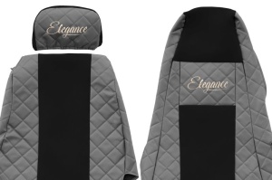 Huse scaun camion Elegance (gri, material eco-piele / velur, serie ELEGANCE, tetiera reglabila a pasagerului; tetiera soferului integrata) potrivit SCANIA - Img 3