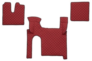 Set covor podea camion potrivit MAN ECO-LEATHER, set 3 buc. (material - eco-piele, culoare - rosu, pentru transmisie manuala) potrivit MAN TGX