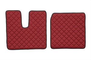 Set covor podea camion potrivit MAN ECO-LEATHER, set 3 buc. (material - eco-piele, culoare - rosu, cabina lata 250 cm) potrivit MAN TGA dupa 1999 - Img 2
