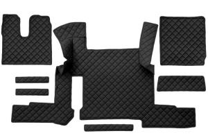 Set covor podea camion potrivit MAN ECO-LEATHER, set 7 bucati (material - eco-piele, culoare - negru, transmisie automata) potrivit MAN TGX