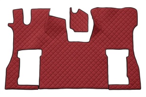 Set covor podea camion potrivit Scania scaun pneumatic pentru pasageri, ECO-LEATHER, 2 bucati (material - eco-piele, culoare - rosu) potrivit SCANIA L