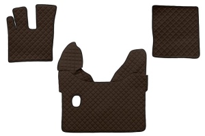 Set covorase podea camion potrivit DAF ECO-LEATHER, set 3 buc. (material - eco-piele, culoare - maro, pentru transmisie manuala) potrivit DAF XF 105 dupa 2012