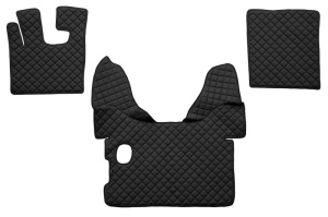 Set covorase podea camion potrivit DAF ECO-LEATHER, set 3 buc. (material - eco-piele, culoare - negru, pentru transmisie manuala) potrivit DAF XF 105 dupa 2005
