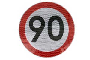 Sticker autocolant avertizare limita viteza 90km/h 1 buc, reflectorizanta diametru 20cm - Img 2