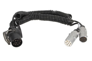 Cablu electric spiralat (poliuretan, lungime de lucru 3m, lungime maxima 3,5m, 7;15 numar pini, adaptor)