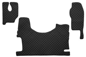 Covor podea camion potrivit MERCEDES, Scaun fix pentru pasager tunel inalt, ECO-LEATHER, set 3 buc. (material - eco-piele, culoare - negru)