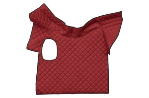 Covor podea camion potrivit VOLVO, ECO-LEATHER, set 3 buc. (material - eco-piele, culoare - rosu, fara compartiment in carcasa cutiei de viteze) - Img 3