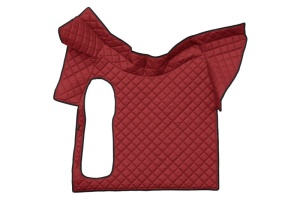 Covor podea camion potrivit VOLVO, fara compartiment in carcasa cutiei de viteze, ECO-LEATHER, set 3 buc. (material - eco-piele, culoare - negru/rosu) - Img 3