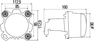 Far universal (H1, 24V, latime 112,9mm, inaltime 112,9mm, diametru 90mm, transparent, negru) MERCEDES ECONIC 2 dupa 2013 - Img 2