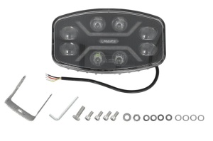 Farul universal Dreapta/Stanga (raza lunga, OPTIMO 150, LED, 12/24V, 80W, latime 245mm, inaltime 139mm, adancime: 79mm, transparent, aluminiu/plastic, negru, Lampi de pozitie, semnalizare, Omologare E