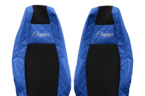 Husa scaun ELEGANCE Q potrivit SCANIA G II, L, P II, R II, S dupa 2016 (albastru, piele matlasată ECO / velours, integreaza tetiera pasagerului, tetiera soferului integrata) - Img 2
