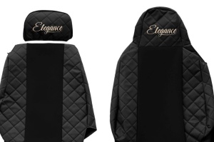 Husa scaun ELEGANCE Q potrivit SCANIA G (negru, piele matlasată ECO, scaun pliant al pasagerului, tetiera reglabila a pasagerului, tetiera soferului integrata, vezi referinta incrucisata!) - Img 2