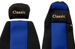 Huse scaun camion Classic albastru, material velur, serie CLASSIC, Cabina MEGA SPACE; centura pasager asamblata in scaun Mercedes Actros - Img 2