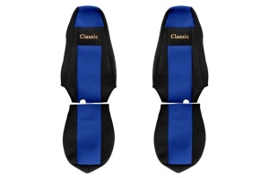 Huse scaun camion Classic (albastru, material velur, serie CLASSIC, centura pasager asamblata in scaun) Scania P,G,R,T