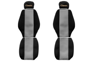 Huse scaun camion Classic (gri, material velur, serie CLASSIC, centura pasager asamblata in scaun tetiera reglabila ) Mercedes Actros Atego Axor