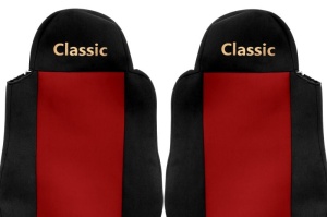 Huse scaun camion Classic (rosu, material velur, serie CLASSIC, centura pasager asamblata in scaun; centura de siguranta a soferului asamblata in scaun) potrivit MAN - Img 2