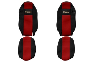 Huse scaun camion Classic (rosu, material velur, serie CLASSIC, centura pasager asamblata in scaun) MAN TGX
