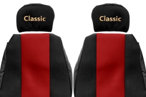 Huse scaun camion Classic (rosu, material velur, serie CLASSIC, centura pasager asamblata in scaun tetiera reglabila ) MAN F2000 L2000 - Img 2