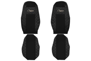 Huse scaun camion Elegance (negru, material eco-piele / velur, serie ELEGANCE) potrivit VOLVO FH4
