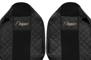 Huse scaun camion Elegance (negru, material eco-piele / velur, serie ELEGANCE, tetiera integrata pentru pasageri; tetiera soferului integrata) potrivit RENAULT T - Img 3