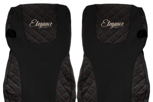 Huse scaun camion Elegance (negru/rosu, material eco-piele / velur, serie ELEGANCE, Euro 6) potrivit DAF - Img 3