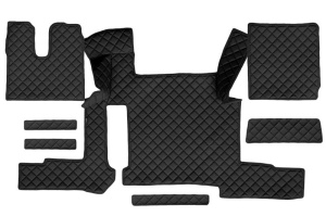 Set covor podea camion potrivit MAN ECO-LEATHER, set 7 bucati (material - eco-piele, culoare - negru, pentru transmisie manuala) potrivit MAN TGX