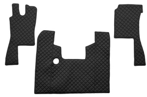 Set covor podea camion potrivit Scania ECO-LEATHER, set 3 buc. (material - eco-piele, culoare - negru, pentru transmisie manuala) potrivit SCANIA 4