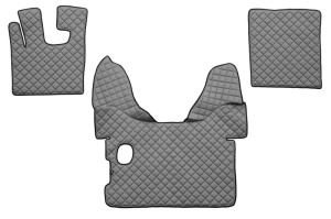 Set covorase podea camion potrivit DAF ECO-LEATHER, set 3 buc. (material - eco-piele, culoare - gri, pentru transmisie manuala) potrivit DAF XF 105 dupa 2005
