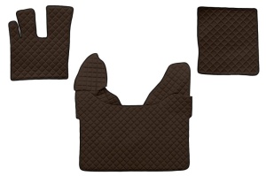 Set covorase podea camion potrivit DAF ECO-LEATHER, set 3 buc. (material - eco-piele, culoare - maro, transmisie automata) potrivit DAF XF 105, XF 106 dupa 2012